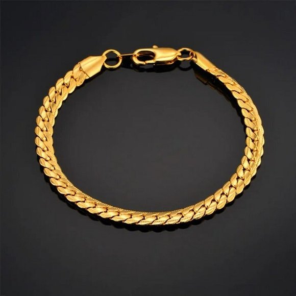 8" Womens 18K Gold Chain Link Bracelet 8 inch 18 Karat Silver Stamped Jewelry - Picture 7 of 9